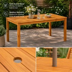 Solid Acacia Garden Dining Table 140cm