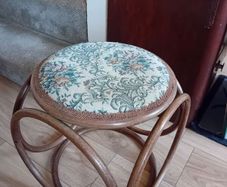 Mid Century Bentwood Embroidered Footstool