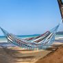 Cotton Hammock Portable w/ Carrying Bag Brazilian Fringe Deluxe Swing Chair for Beach, Yard, Bedroom, Patio, Porch, Indoor, Outdoor Image 7