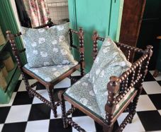 Arts&Crafts  pair of Oak Bobbin Antique corner chairs