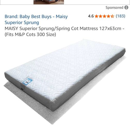 Maisy Cot Spring Mattress 127cm x63cm still in packaging