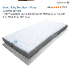 Maisy Cot Spring Mattress 127cm x63cm still in packaging