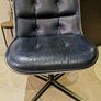 Set Of Four 1960's Vintage Charles Pollock Leather And Chromed Executive Chairs In Dark Blue Image 7