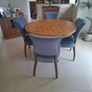 Solid wood round table with parquet top Image 7