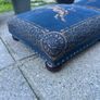 Pair of vintage / Victorian style Cherub tapestry velvet footstoolspair of footstools (Navy/Gold) Image 5