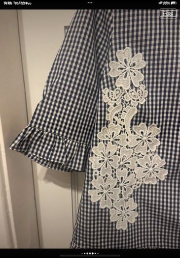top Bnwt gingham navy & white short sleeved button back top Lenny .B size 1 (8-10)