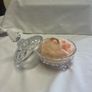 Antique crystal vanity powder holder and powder puff Image 3