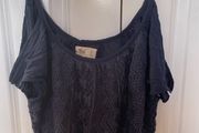 Hollister Women's Blue Lace Overlay Strappy Cold Shoulder Crop Top Size S