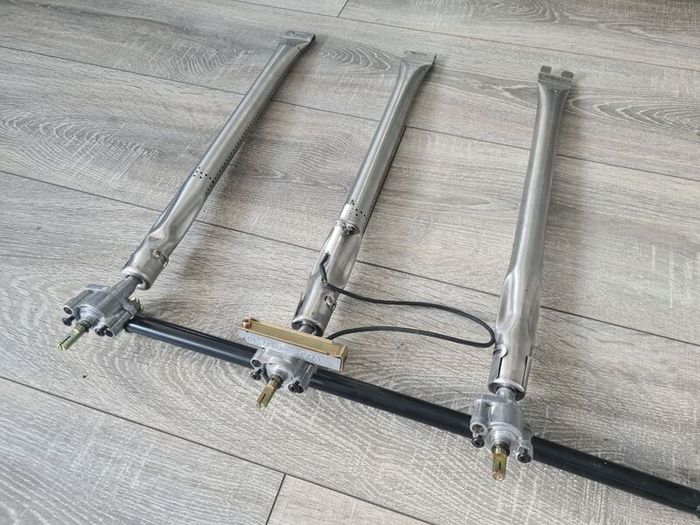 Gas line with switchers,regulators and burners tubes