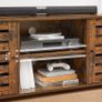 _TV cabinet, TV shelf, TV table, TV table, with lamellar doors, open compartments, 2 holes for cables, adjustable shelves, for TVs up to 43 inches, vintage brown Image 5