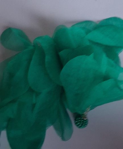 Green Pearl Cluster Stud Glass Inlay Extravagant Chiffon Petal Tassel Earrings