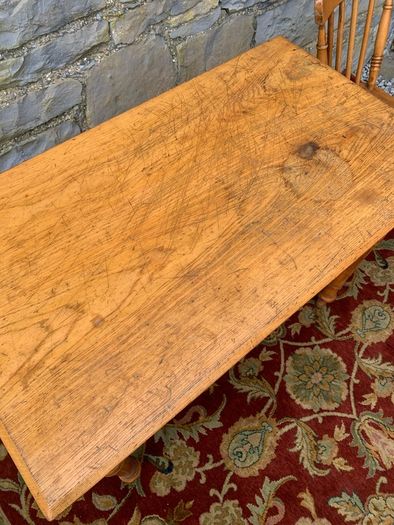 19th Century Victorian Elm & Oak Kitchen Table.