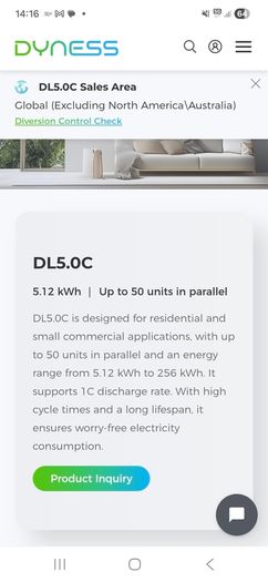 2 dyness dl5.0C 5kw solar batteries