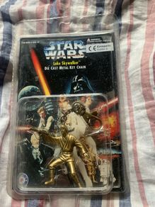 VTG Star Wars LUKE SKYWALKER Keychain 1996 Sealed Die Cast Metal Gold Color