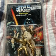 VTG Star Wars LUKE SKYWALKER Keychain 1996 Sealed Die Cast Metal Gold Color