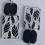 Geometric White & Black Feather Motif Earrings Image 7