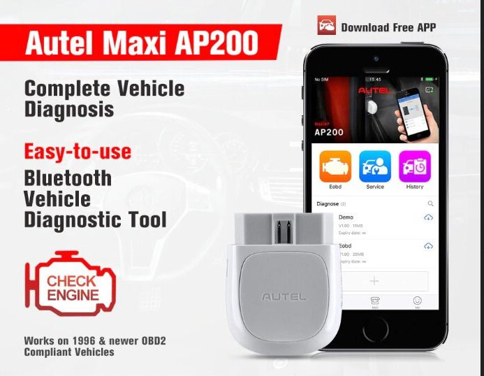 AUTEL AP200 Bluetooth OBD2 Scanner Code Reader with Full Systems Diagnostic for DIYers