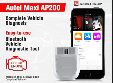 AUTEL AP200 Bluetooth OBD2 Scanner Code Reader with Full Systems Diagnostic for DIYers