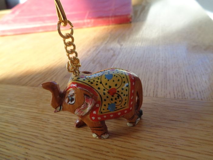 Hand Painted Elephant Key Ring for Sale