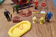A team helicopter and figures and accessories