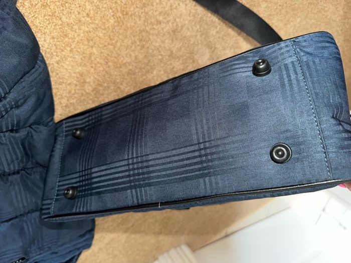 icandy peach navy check changing diaper bag and footmuff