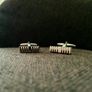 4 Pairs Men's Cufflinks - Silver & Blue Modern Designs Image 6