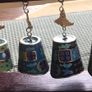 Enamel cloisonne graduated bells on wooden stand Image 4