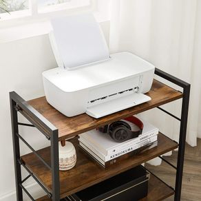 _Coumuter table, desk with monitor stand, with trolley, storage for documents, home office, study, industrial style,