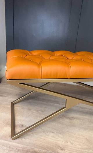 Metal-Framed Velvet Bench 100x40cm  Modern X-Frame Accent