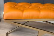 Eco Leather Bench  Gold Powder-Coated Metal,Heavy Duty