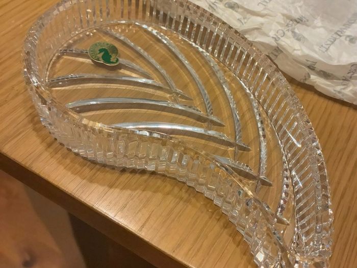 Vintage Waterford crystal leaf shaped dish