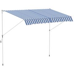 300 x 150cm Patio Adjustable Awning Floor- to-ceiling Retractable Shade,UV Protective - Blue and White