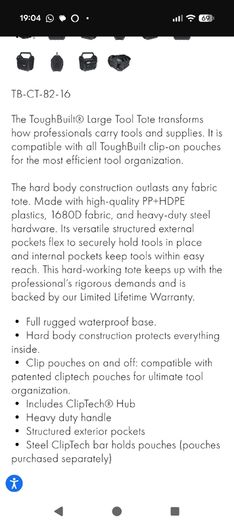 Toughbuilt Tote New