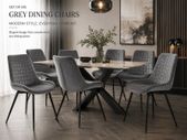 Set of 6 Grey Velvet Dining Chairs