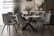 Set of 6 Grey Velvet Dining Chairs