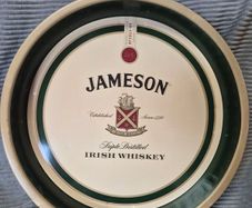 Vintage Authenthic Jameson Whiskey Sine Metu crest Pub Tray, Pub Memorabilia, Man Cave, and Irish Whiskey Tin Sign