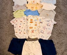 Bundle of 12 short sleeve body suits and 3 shorts