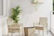 Garden Bistro Set 3 pcs Beige Poly rattan
