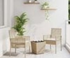 Garden Bistro Set 3 pcs Beige Poly rattan