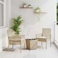 Garden Bistro Set 3 pcs Beige Poly rattan