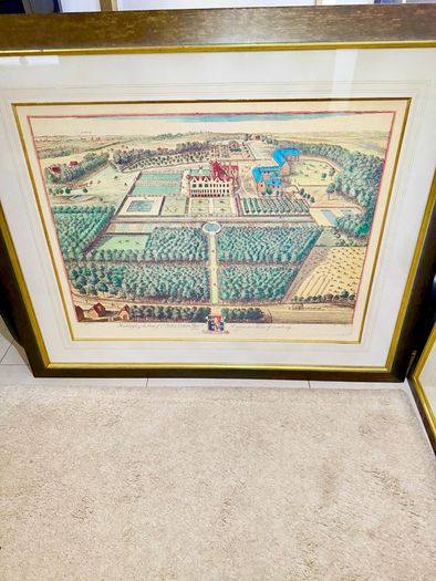 Pair of Very Large Reproduction Prints (4ft 6in x 3ft 9in) - Madingley Hall, Cambridge after Kip & Knyff (1707)