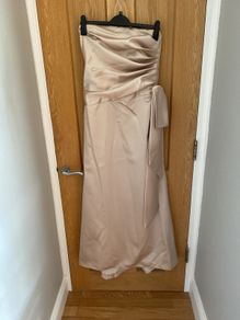 DESSY COLLECTION champagne coloured satin bridesmaid dress