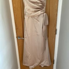 DESSY COLLECTION champagne coloured satin bridesmaid dress