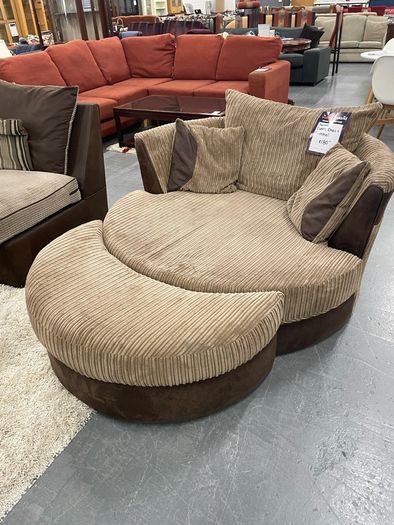 Swivel Cuddle Chair and Footstool