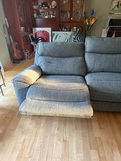 Grey Electric Reclining Sofa + Mila Footstool