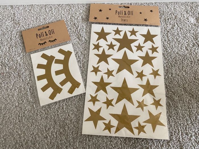 Set of Poli & Oli Wall Stickers in Gold - Stars and Sleepy eyes
