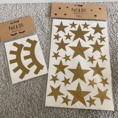 Set of Poli & Oli Wall Stickers in Gold - Stars and Sleepy eyes