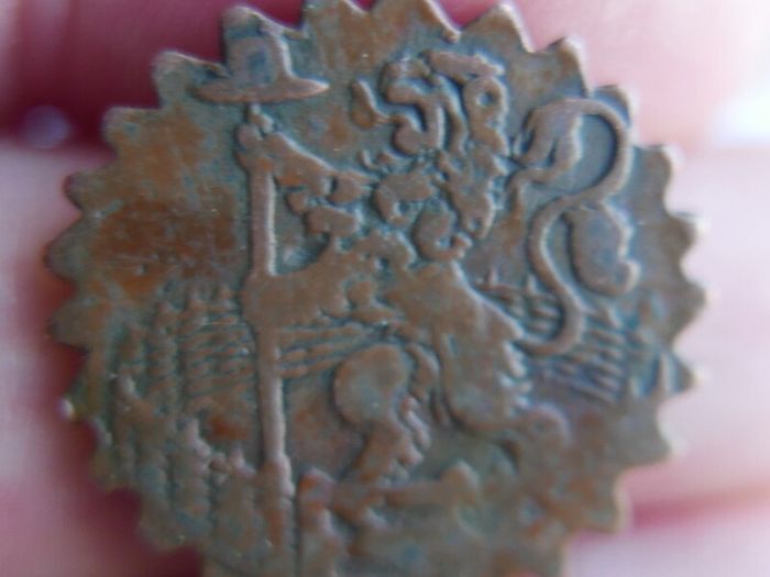 Rare 1680 Netherlands Holland VOC 1 Duit Singing Lion Copper Coin