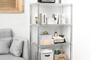 Height Adjustable Shelves,Heavy Duty Wire Pantry Shelving for Tool Sheds, Garage, and Storehouse,Metal,Chrome 4 tier,35 x 60 x 135.8 cm