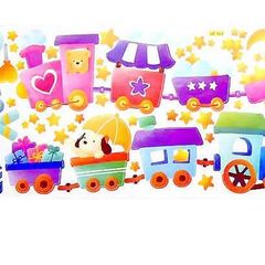 New Animal Train Childrens Room Decor Wall Stickers Choo Choo Style